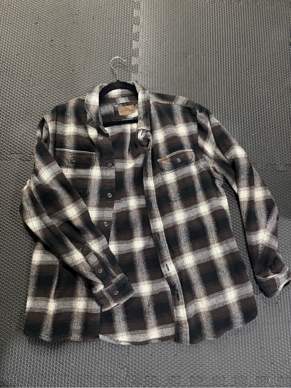 Orvis Men's Black & White Plaid Button-Up Shirt
